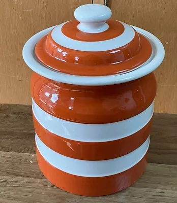 Buy Cornishware Large Orange & White Stripe Storage Jar Excellent Condition • 46.50£