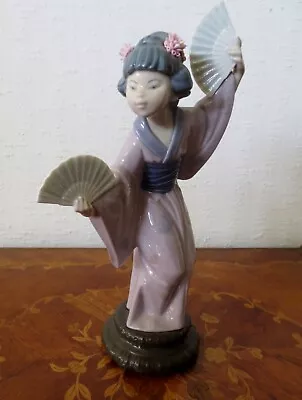 Buy Porcelain Lladro  Madame Butterfly Japanese Geisha Girl W/ Fans Retired • 93.92£