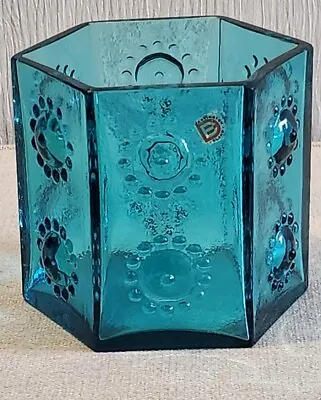 Buy Vintage Dartington Glass Kingfisher Frank Thrower Hexagonal Large 2 Nipple Vase  • 30£