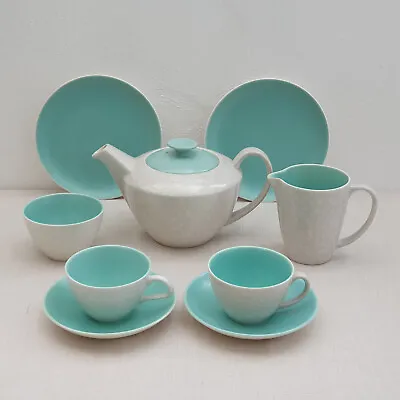 Buy Poole Twintone - Ice Green Seagull Tea Set - Teapot Jug Sugar Cups & Saucers #2 • 25£