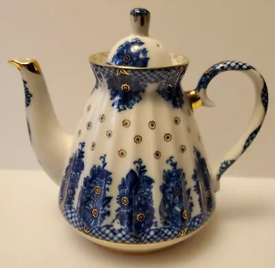 Buy Russian Imperial Lomonosov Porcelain Teapot Cobalt Flow Blue And Gold • 56.82£