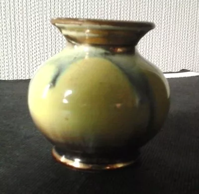 Buy Small Vintage West Germany Vase (577/6) Yellow Brown Gilt  2.5 Inch High • 9£