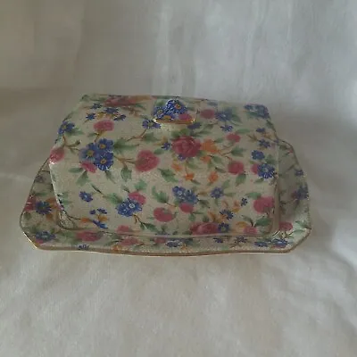 Buy Vintage Royal Winton Ivory Old Cottage Chintz Cover Butter Dish England NICE • 96.42£