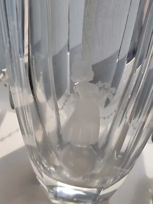 Buy Scandinavian Vintage  Orrefors Crystal Etched Vase 7.5  H Signed Orrefors 2822 • 20.99£