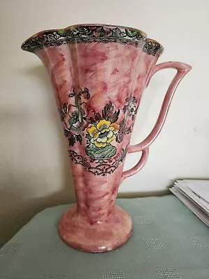 Buy Astoria Vase Arthur Wood Royal Bradwell Pink Floral Lustreware Art Deco England • 9.99£