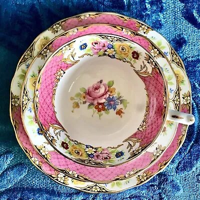Buy JACKSON & GOSLING Grosvenor China Vintage Pink Sevres Tea Cup And Saucer Trio • 39.99£