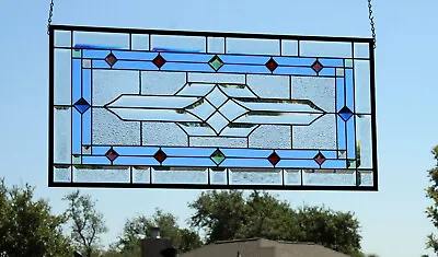Buy Stained Glass Panel, Window Hanging, Jewels, Bevels, Rainbow 34.75x16.75-82x42cm • 560.30£