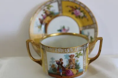 Buy Rare & Beautiful Dresden  Bouillon Cup & Saucer Antique • 96.07£