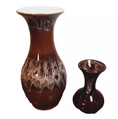 Buy 2 Vintage Cornish Kernewek Pottery Dripware Vases Brown Small & Medium • 4£