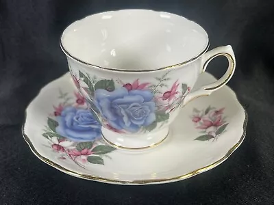 Buy VTG Royal Vale Bone China England Blue Rose Floral Tea Cup & Saucer Set 7871 • 22.73£
