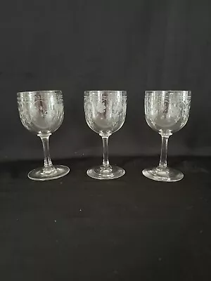Buy Three Stunning Cut Victorian Wine Glasses • 30£