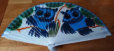Buy Spanish Decorative Hand Fan, With Owls, Wood With Fabric Edge • 4.99£
