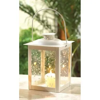 Buy Shabby White 8  Wedding Table Centerpiece Cheap Candle Holder Lantern Light Lamp • 28.60£