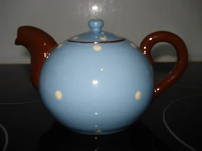 Buy Ex Scarce Signed Babbacombe Torquay Ware Art Deco Blue & White Polka Dot Teapot • 12.99£