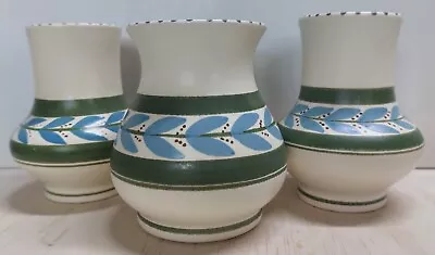 Buy Honiton Pottery Vase Leaf Blue Green X3 • 7.99£