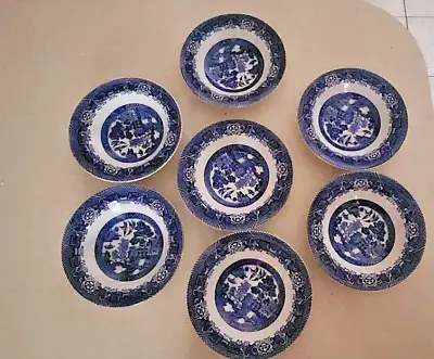 Buy Wood's Ware Dessert / Cereal Bowl With The Willow Pattern, Wood & Sons  Set Of 7 • 25.29£