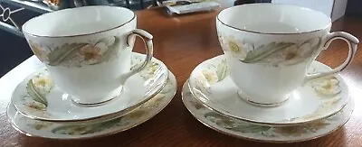 Buy 2 Duchess Green Sleeves Large Floral Breakfast Cups, Saucers, Side Plates. Trio  • 39£