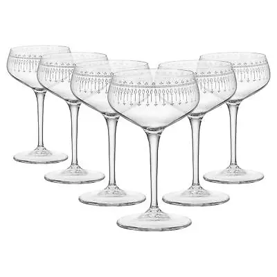 Buy 6x Bormioli Rocco Art Deco 250ml Bartender Novecento Cocktail Glasses Set • 32£
