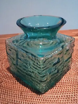 Buy Vintage Dartington Glass Kingfisher Polar Square Vase FT101 13cm Tall • 23£