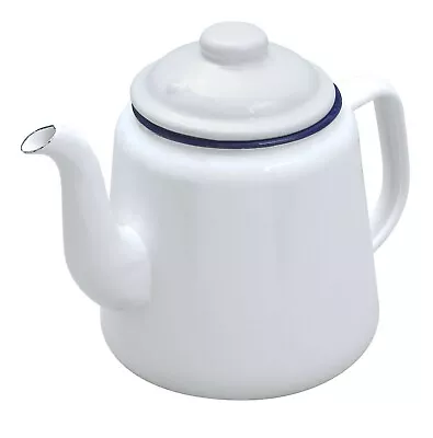 Buy Falcon WHITE Enamel Tea Pot With Handle & Lid Teapot - Camping   • 21.95£