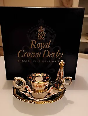 Buy Rare Crown Derby Old Imari 1128 SGB Winster Chamber / Candle Stick + Snuffer 1st • 230£