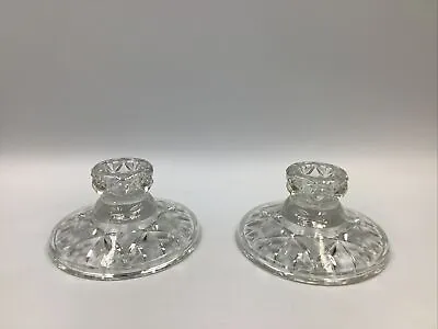 Buy Vintage Pair Of Cut Glass Candle Holders Candlestick 4” Diameter • 10£
