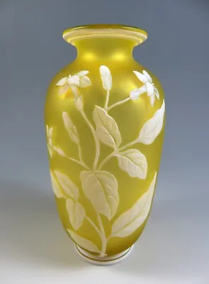 Buy Antique Glass Vase Thomas Webb English Yellow Cameo Uranium Glass • 825£