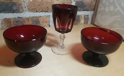 Buy Mixed Lot Of 3 RUBY RED Stemware/Glassware, Anchor Hocking & Cristal D'Arques • 4.70£