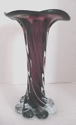 Buy Vintage Purple Twisted Swung Glass Vase 8  • 37.94£
