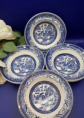 Buy Vintage Set Of SixWashington 'Old Willow' Blue And White Bowls • 18£
