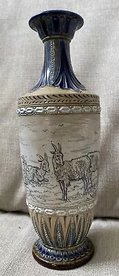 Buy 19thC Doulton Lambeth Hannah Barlow Stoneware Vase, Goats Landscape, Signed 21cm • 262£