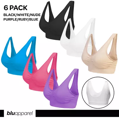 Buy 3 Pack Seamless Comfort Bras Everyday Bra Non Padded Non Wired Stretch Plus Size • 21.99£