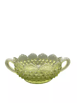 Buy VTG Fenton Hobnail Colonial Green Art Glass Candy Nut Bowl W/Handles • 13.43£