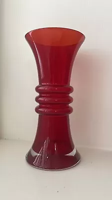 Buy Mid Century Riihimaki Red Hooped Kielo Vase By Tamara Aladin • 45£