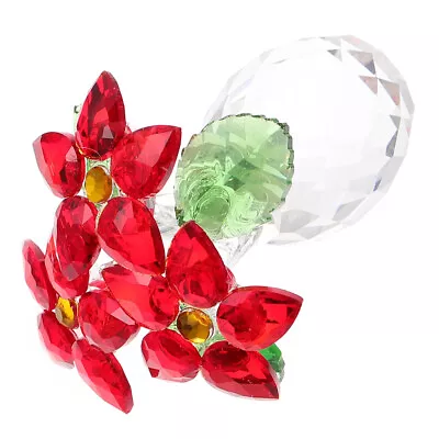 Buy Crystal Flower Figurine Collectible Glass Bouquet Ornament Red • 14.35£