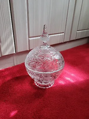 Buy Beautiful Large Heavy Cut Glass Vintage Very Pretty Bon Bon Jar Footed With Lid • 18£