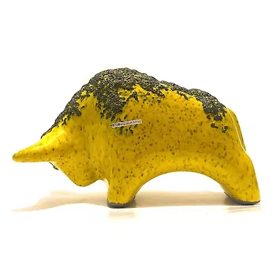 Buy Otto Keramik Bull In Yellow Fat Lava Glaze- West German Pottery Ceramic Ornament • 89.99£