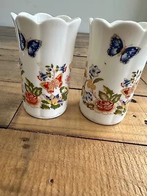 Buy Pair Of Aynsley, Cottage Garden Fine Bone China Vases 9cm • 3.99£