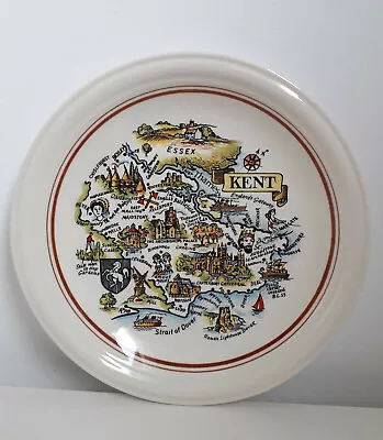 Buy Vintage Ceramic Kent Plate Old Map United Kingdom Collector Plates England • 38.11£