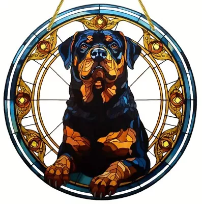 Buy LARGE Rottweiler 2 Dog Lover SUN Suncatcher Stained Glass Birthday Present Gift • 10.50£
