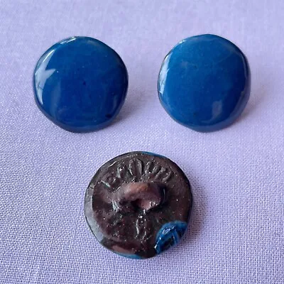 Buy Set Of 3 Antique Collectible Royal Barum Ware Ceramic Garment Buttons In Blue • 99£
