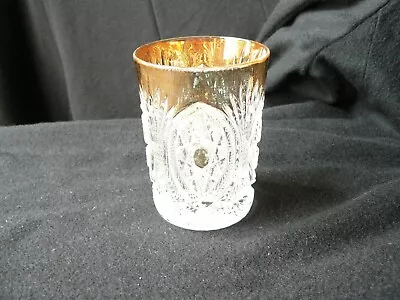 Buy Starred Loop Tumbler Clear Glass With Lightly Worn Gold Trim. Duncan Glass Compa • 11.53£