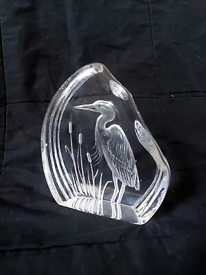 Buy Vintage Dartington 24% Crystal Glass Alfred Capridoni Heron Paperweight Signed  • 16£