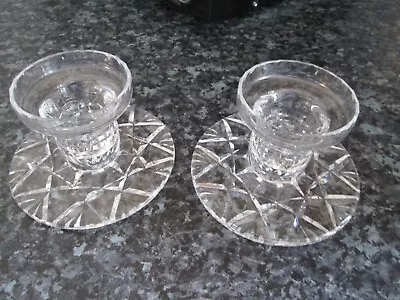 Buy Pair EDINBURGH CRYSTAL ? Glass CANDLE HOLDERS CANDLESTICKS • 10£
