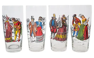 Buy Vintage 1970s Drinking Glasses X 4 Historical Couples Shakespearean Victorian • 24.99£
