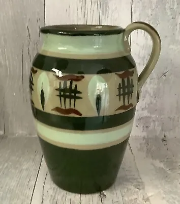 Buy Vintage Dee Cee England Stoneware Jug - Studio Pottery Green Abstract Design • 18£