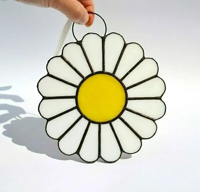 Buy White Daisy Stained Glass Suncatcher - Flower Sun Catcher For Window Hanging • 37.73£