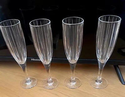 Buy 4 Stuart Crystal Champagne Glasses Linear Design STUART Scottish Crystal 9 Cm • 39.99£
