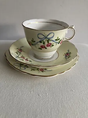 Buy Colclough Bone China Ribbon & Roses,Trios;Cup,Saucer & Side Plate • 15£