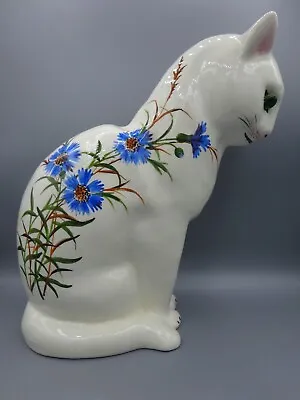 Buy Lge Ceramic Cat Figure Plichta Wemyss, Hand Painted Cornflowers Joe Nekola Pinxt • 95.55£